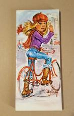 Vintage print van Idylle Falconi "Meisje op Fiets" (Jolylle), Ophalen of Verzenden, Gebruikt
