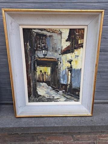 huile sur toile ruelle signe emile lammers beschikbaar voor biedingen
