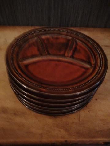 6 oude retro fondue borden jaren 50-60  beschikbaar voor biedingen