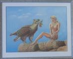 J. PULLES / NAAKTE VROUW ADELAAR / ORIGINEEL / 65x79cm KADER, Antiek en Kunst, Kunst | Schilderijen | Modern, Ophalen
