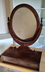 Antieke mahoniehouten psyche spiegel, Antiek en Kunst, Antiek | Spiegels, 50 tot 100 cm, Minder dan 100 cm, Ophalen, Ovaal
