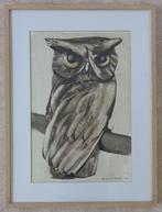 ALFONS VAN MEIRVENNE / UIL / OLIEVERF PAPIER / 70x52cm KADER, Ophalen of Verzenden