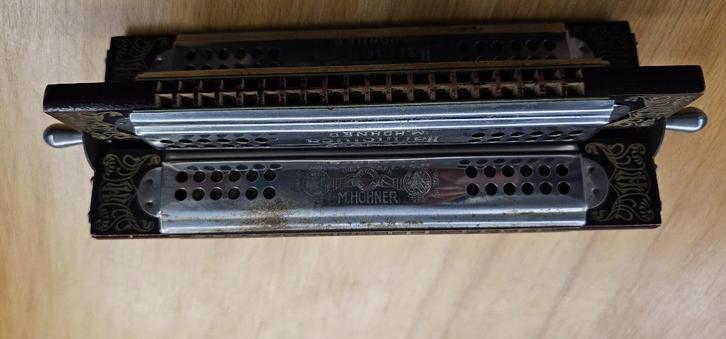 Zeldzame antieke 4 zijdige Tremolo harmonica M. Hohner., Muziek en Instrumenten, Blaasinstrumenten | Mondharmonica's, Gebruikt
