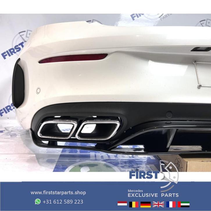A205 C205 C63 C63S AMG ACHTERBUMPER COMPLEET PARELMOER WIT M, Auto-onderdelen, Carrosserie, Bumper, Mercedes-Benz, Achter, Gebruikt