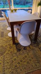 eetttafel (combinatie met melkglazen bovenblad), Huis en Inrichting, Ophalen, 50 tot 100 cm, Vijf personen of meer, 150 tot 200 cm