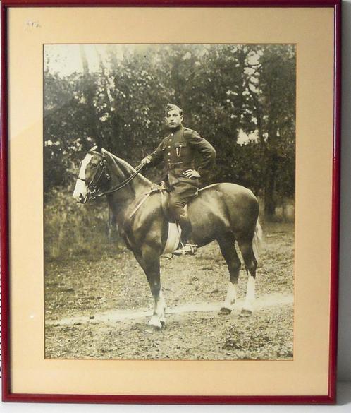 Très grand cadre avec photo ancienne cavalier militaire-1926, Collections, Objets militaires | Général, Armée de terre, Enlèvement ou Envoi