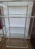 Uitstalrek Vintage Design chroom met glazen leggers, Huis en Inrichting, Kasten | Vitrinekasten, Ophalen, Gebruikt