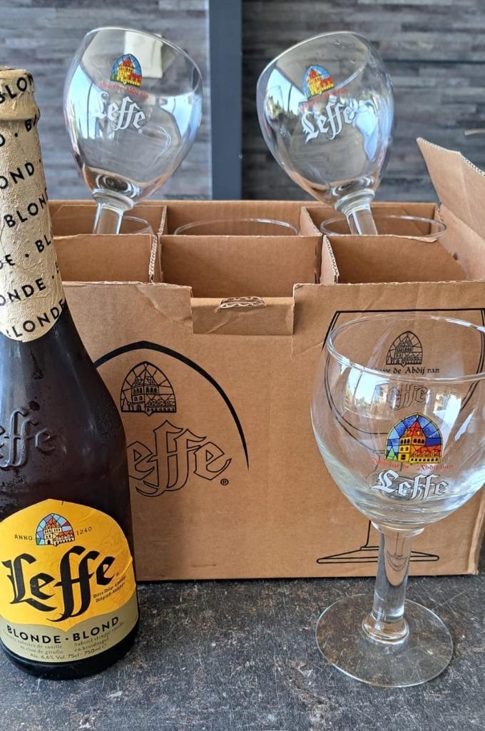 6 nieuwe Leffe glazen 33cl, Verzamelen, Glas en Drinkglazen, Nieuw, Bierglas, Ophalen
