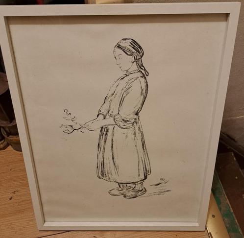 Lithographie femme monograme, Antiek en Kunst, Kunst | Litho's en Zeefdrukken, Ophalen of Verzenden
