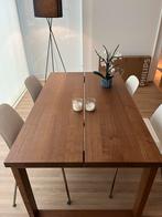 Massieve eiken tafel MÖRBYLÅNGA + 4 stoelen, Huis en Inrichting, Ophalen, Zo goed als nieuw, 4 tot 6 stoelen