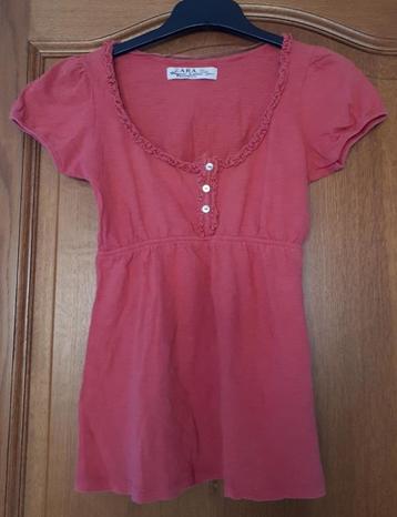 Zara - T-shirt KM - (corail) rouge - taille M - 1,00€