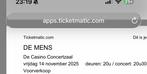 2 Tickets de mens 14/11, Tickets en Kaartjes