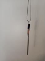 zilverkleurige ketting met hanger, Met hanger, Zwart, Ophalen of Verzenden, Zo goed als nieuw