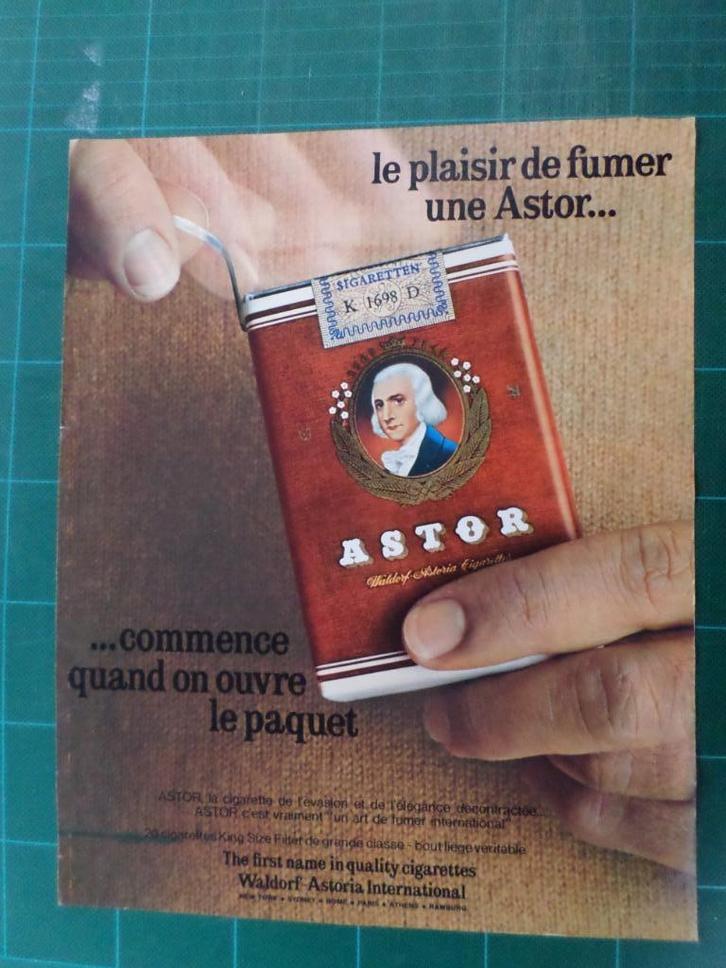 Astor cigarettes - publicité papier - 1967, Collections, Marques & Objets publicitaires, Utilisé, Autres types, Enlèvement ou Envoi