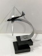 Art deco zweefvliegtuig,  chroom op houten voet vliegtuig, Ophalen of Verzenden