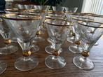 24 Vintage glazen met gouden rand en mooi graveerwerk, Verzamelen, Ophalen, Gebruikt