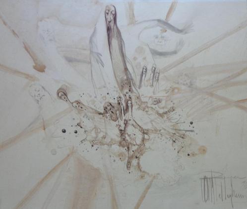 ROGER VAN BELLEGHEM / FIGUREN / ORIGINEEL WERK / 52x60cm SIG, Antiek en Kunst, Kunst | Schilderijen | Modern, Ophalen of Verzenden