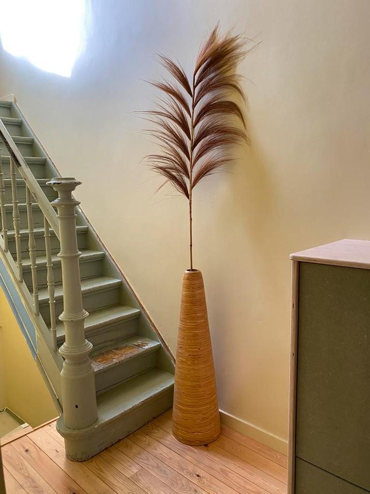 Grote decoratieve vloervaas met pampasgras – boho stijl, Antiek en Kunst, Antiek | Vazen, Ophalen