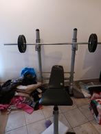 Benchpress domyos bm 140 BAR EN GEWICHT APART, Ophalen, Zo goed als nieuw, Borst, Fitnessbank