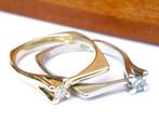 koppel ringen (Bi-Color) met diamanten, Ophalen of Verzenden, Zo goed als nieuw, 17 tot 18, Met edelsteen