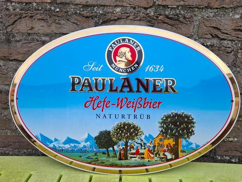 Emaillebord bier Paulaner, Verzamelen, Biermerken, Nieuw, Reclamebord, Plaat of Schild, Overige merken, Ophalen of Verzenden