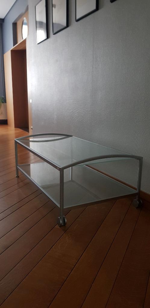 Salontafel, Huis en Inrichting, Tafels | Salontafels, Zo goed als nieuw, Minder dan 50 cm, Glas, Metaal, Ophalen