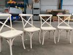 4 landelijke keukenstoelen, Huis en Inrichting, Ophalen, Gebruikt, Wit, Hout