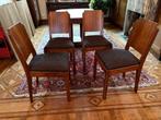 4 Art Déco stoelen in massief mahoniehout, Huis en Inrichting, Ophalen, Gebruikt, Bruin, Art Deco