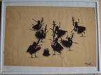 oud Kongo inkt tekening ritual dancers NGANDA dessin drawing, Antiek en Kunst, Kunst | Schilderijen | Modern, Ophalen of Verzenden