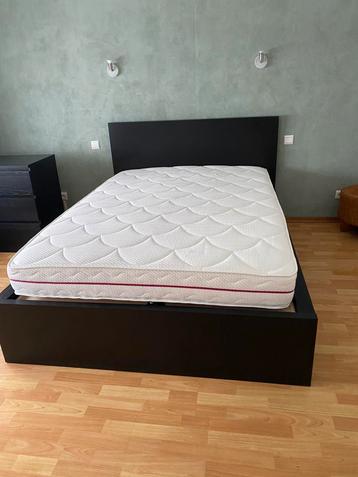 Zwart Malm bed 140x200, Huis en Inrichting, Slaapkamer | Boxsprings, Ophalen, Zwart, Tweepersoons, 140 cm