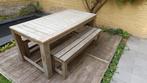 Tuintafel + 2 banken, Ophalen, Gebruikt, Rechthoekig, Hout
