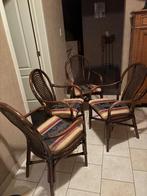 4 mooie houten stoelen als nieuw, Comme neuf, Brun, Enlèvement, Tissus