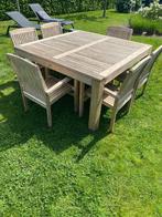 Teak tuintafel + 6 stoelen, Tuin en Terras, Tuintafels, Ophalen, Gebruikt, Vierkant, Teakhout