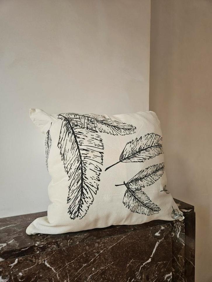 kussensloop sierkussen, Huis en Inrichting, Woonaccessoires | Kussens, Zo goed als nieuw, Wit, Vierkant, Ophalen of Verzenden