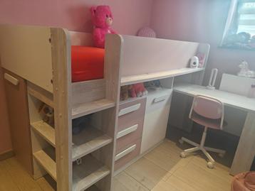 Lits superposés d'angle 2 x 90 x 190 cm - Avec bureau beschikbaar voor biedingen