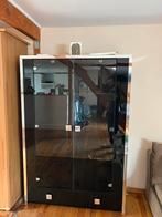 Design dressoir/vitrinekast van zwart en glas, Ophalen, 100 tot 150 cm, 150 tot 200 cm, 25 tot 50 cm