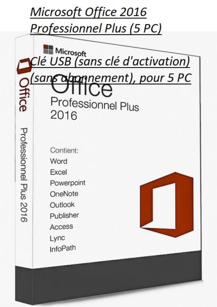 Microsoft Office 2016 Professionnel Plus (5 PC)  Clé USB (sa, Informatique & Logiciels, Logiciel Office, Neuf, Windows, Access