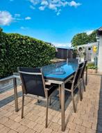 Outdoor terrastafel graniet & inox., Tuin en Terras, Tuintafels, Ophalen, Zo goed als nieuw, Rechthoekig, Rvs