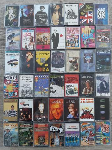 Lot van 128 originele cassettes van pop tot metal
