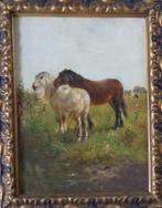 HENRY SCHOUTEN / TWEE PAARDEN / OLIEVERF / 70x55cm / KADER, Enlèvement ou Envoi