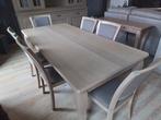 Table +6 chaises en chêne  clair 90cm x 200 cm, Zo goed als nieuw, Ophalen