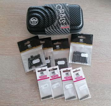 Bull's Carbon Case,Target pro grip shafts & Swiss Points. beschikbaar voor biedingen