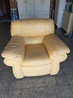 Geel leren fauteuil 1 zits, 75 tot 100 cm, Leer, 75 tot 100 cm, Contemporain