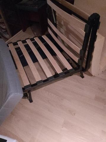 zetelbed 1 persoon grijze hoes, 90 cm, Gris, Enlèvement, 190 cm ou moins