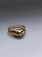 14kt gouden ring en 0,18 kt diamant, Handtassen en Accessoires, Ringen, Goud, Goud, Met edelsteen, Gebruikt