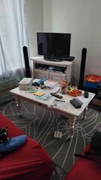 Eet tafel+4stoelen+tv kast(hout blenz), Huis en Inrichting, Ophalen, Zo goed als nieuw, Classique hout, 4 tot 6 stoelen