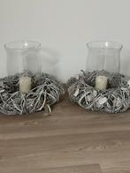 Riviera Maison. 2 Windlichten in zilveren krans. Z.g.a.n., Ophalen, Zo goed als nieuw