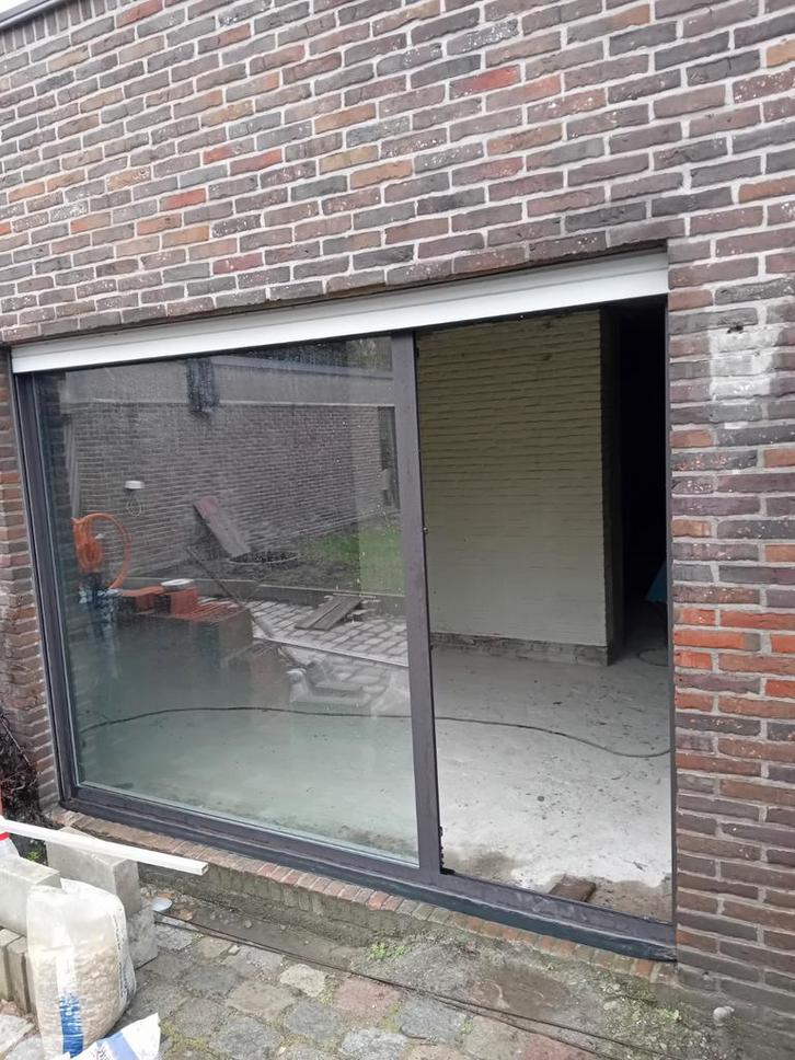 Aluminium groot raam met deur vleugel, Doe-het-zelf en Bouw, Deuren en Vliegenramen, Zo goed als nieuw, Glas, Ophalen