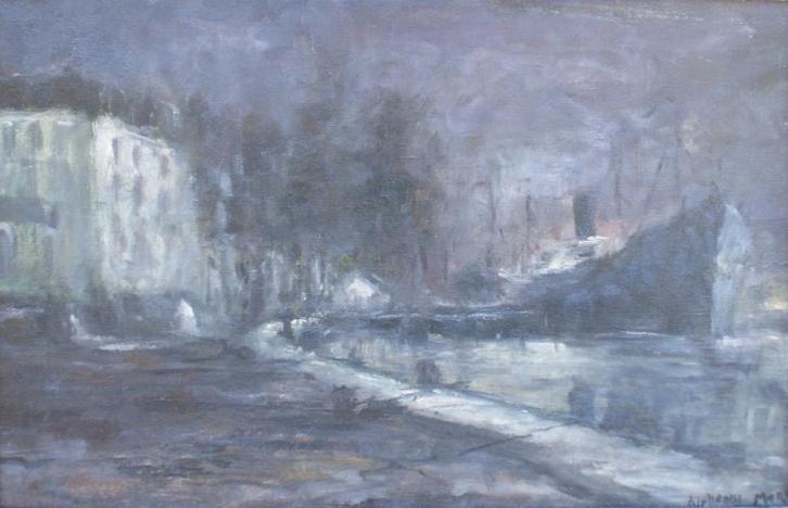 Alphonse Mora (1891-1977): Havenzicht (0/D, 60 x 46 cm), Antiek en Kunst, Kunst | Schilderijen | Klassiek, Ophalen of Verzenden
