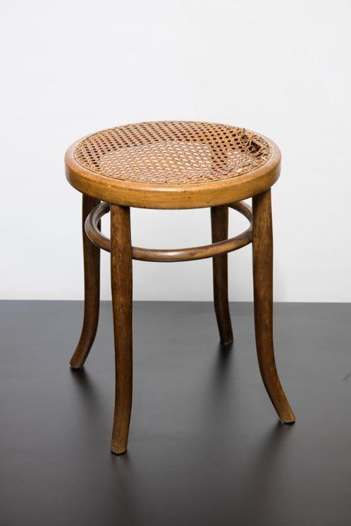 Franse bistro stoel met gewoven zit, stijl Thonet, Huis en Inrichting, Stoelen, Gebruikt, Eén, Hout, Riet of Rotan, Bruin, Ophalen